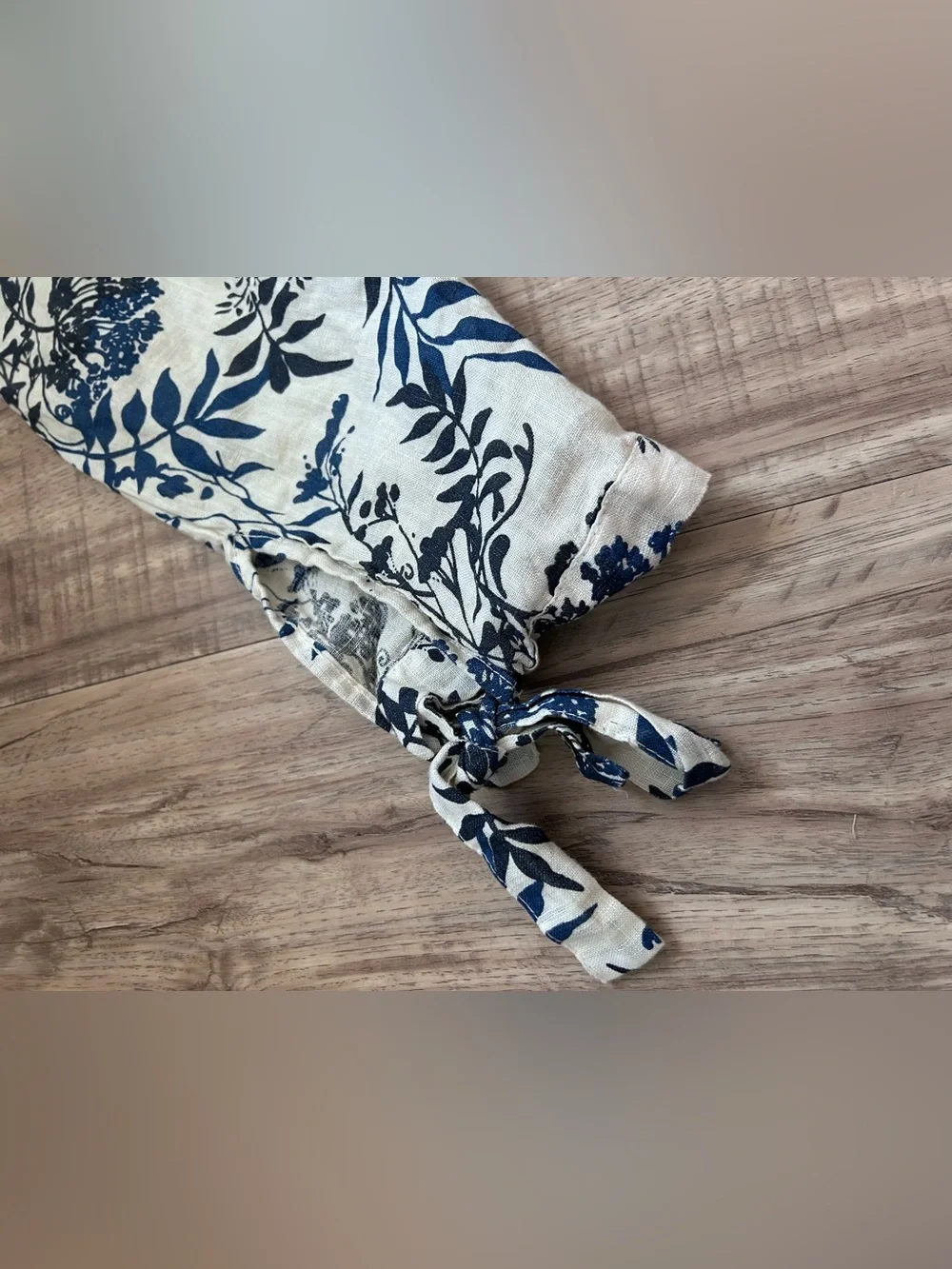 100% linen made in Italy Blue Floral dress summer romantic flower lagenlook - Picture 6 of 10